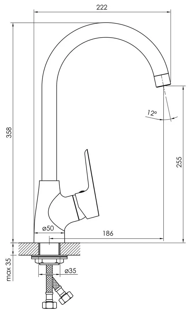 Baterie pentru chiuveta Imprese Teplice 55025 (Chrome) - 3
