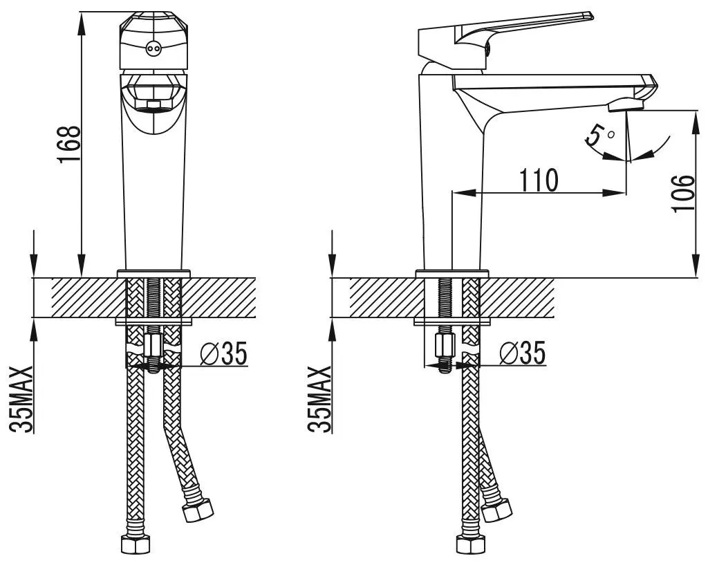 Baterie pentru lavoar Imprese Barka 05265 (Chrome) - 3