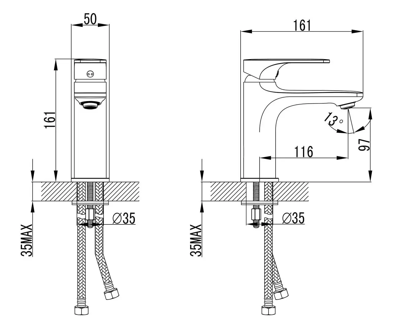 Baterie pentru lavoar Imprese Bilina 05225 (Chrome) - 3