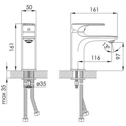 Baterie pentru lavoar Imprese Bilina 5225 (Chrome) Thumb