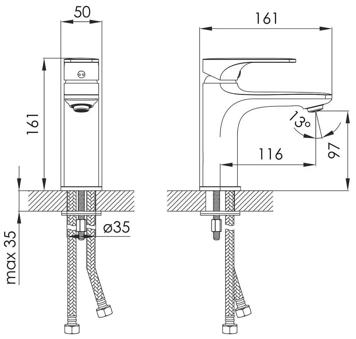 Baterie pentru lavoar Imprese Bilina 5225 (Chrome) - 3