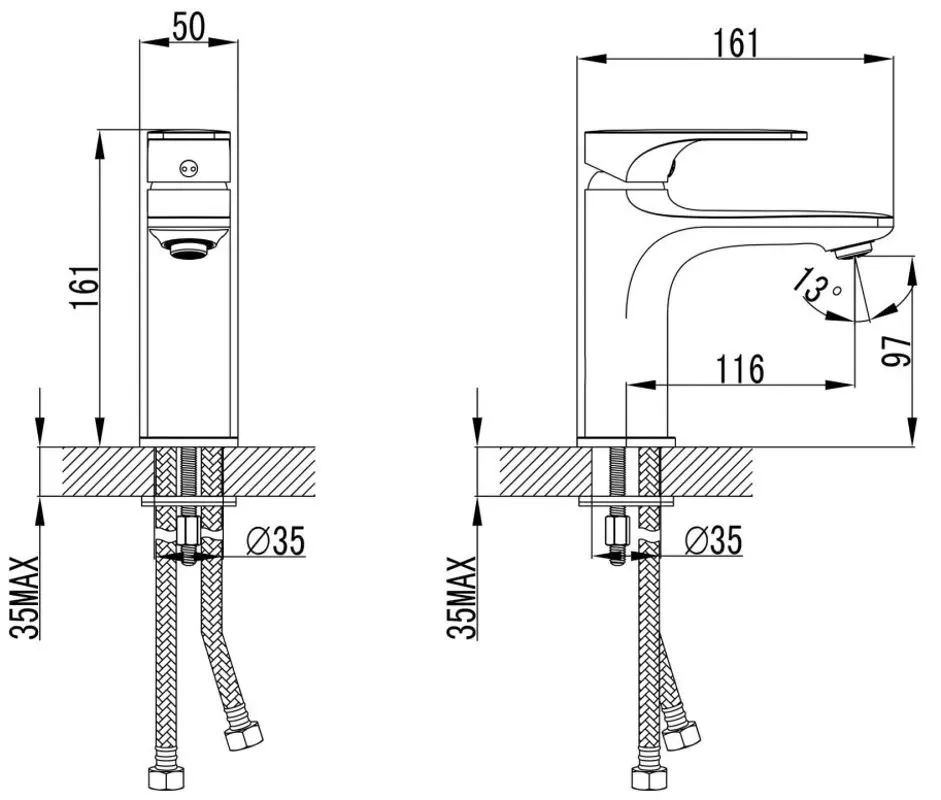 Baterie pentru lavoar Imprese Bilina BN 05225BN (Nickel) - 3