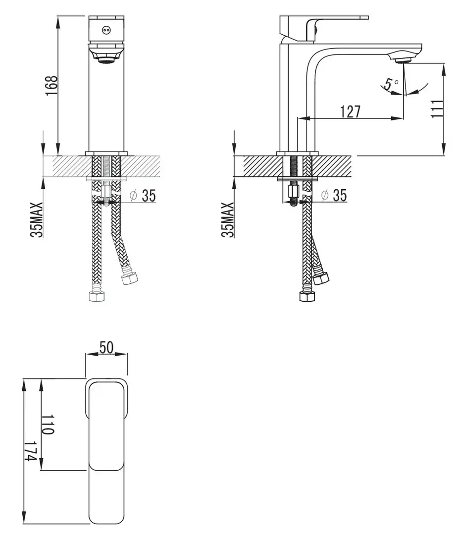 Baterie pentru lavoar Imprese Bilovec 05255 (Chrome) - 3