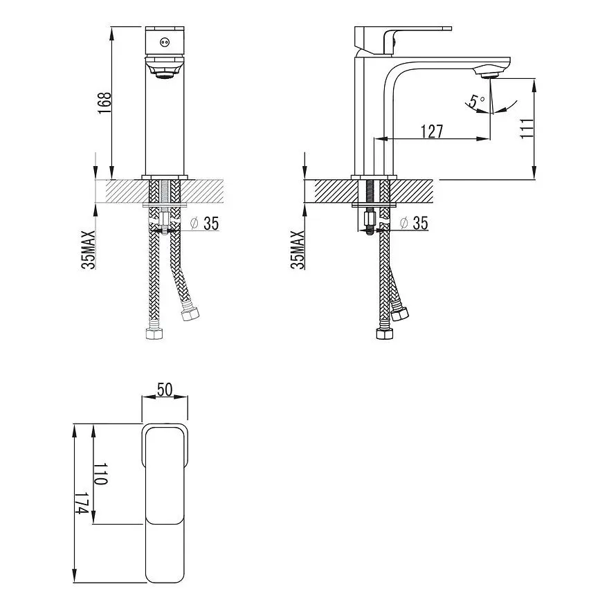 Смеситель для умывальника  Imprese Bilovec 05256 (Black)