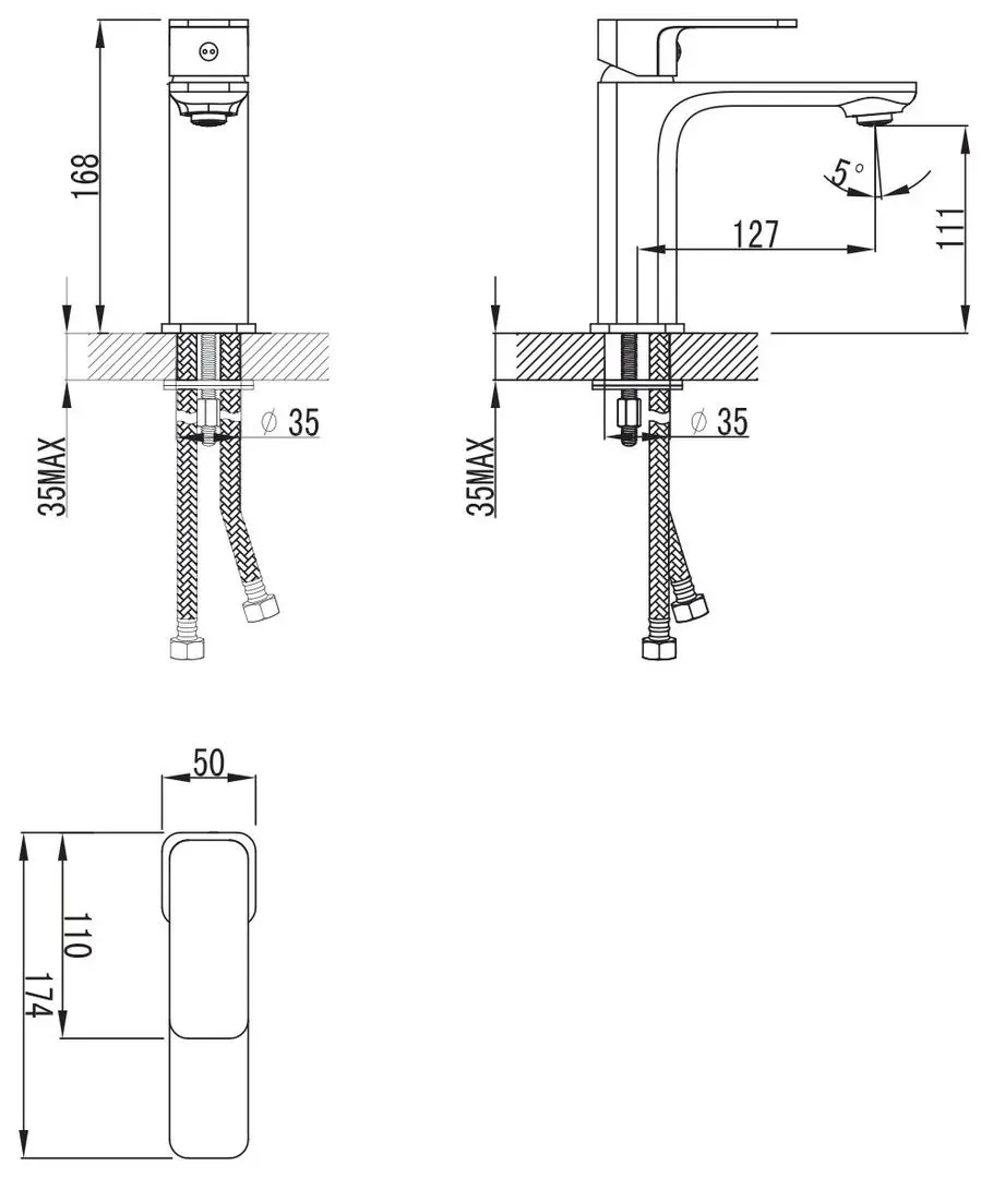 Baterie pentru lavoar Imprese Bilovec 5255 (Chrome) - 3