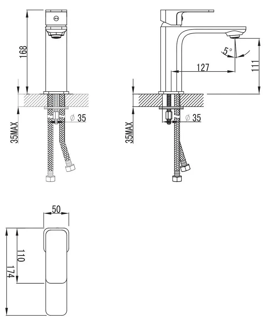 Baterie pentru lavoar Imprese Bilovec 5256 (Black) - 3