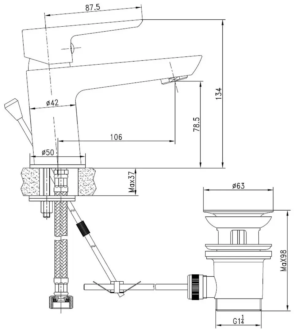 Baterie pentru lavoar Imprese Breclav 05245PP (Chrome) - 3
