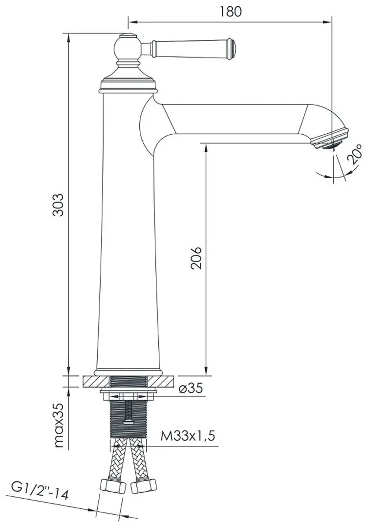 Baterie pentru lavoar Imprese Hydrant ZMK031806011 (Nickel) - 3