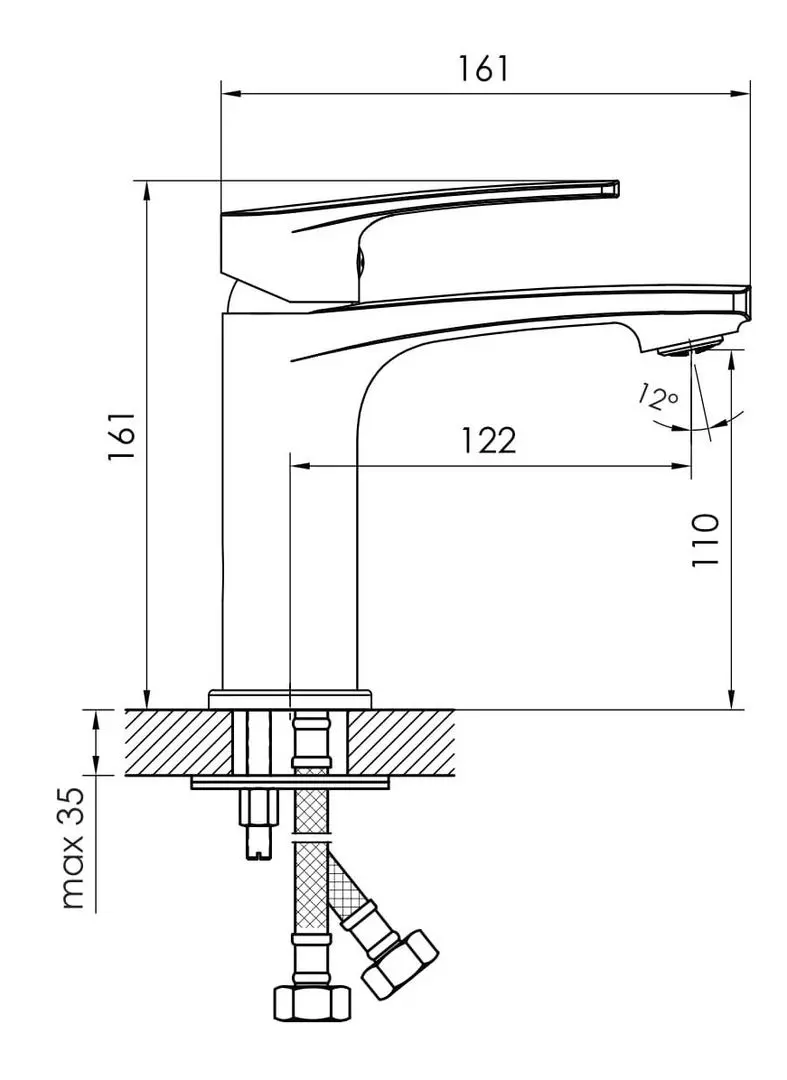 Baterie pentru lavoar Imprese Kampa 05285 (Chrome) - 3