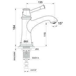Baterie pentru lavoar Imprese Podzima Zrala ZMK02170801 (Black) Thumb