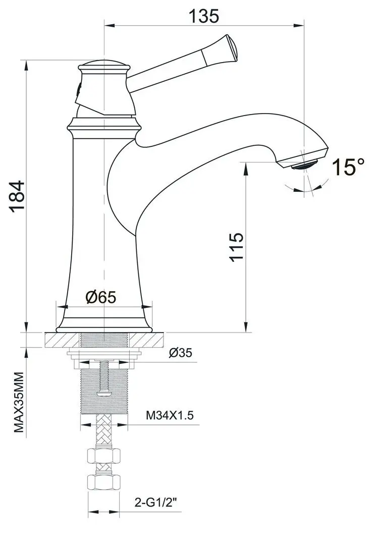 Baterie pentru lavoar Imprese Podzima Zrala ZMK02170801 (Black)