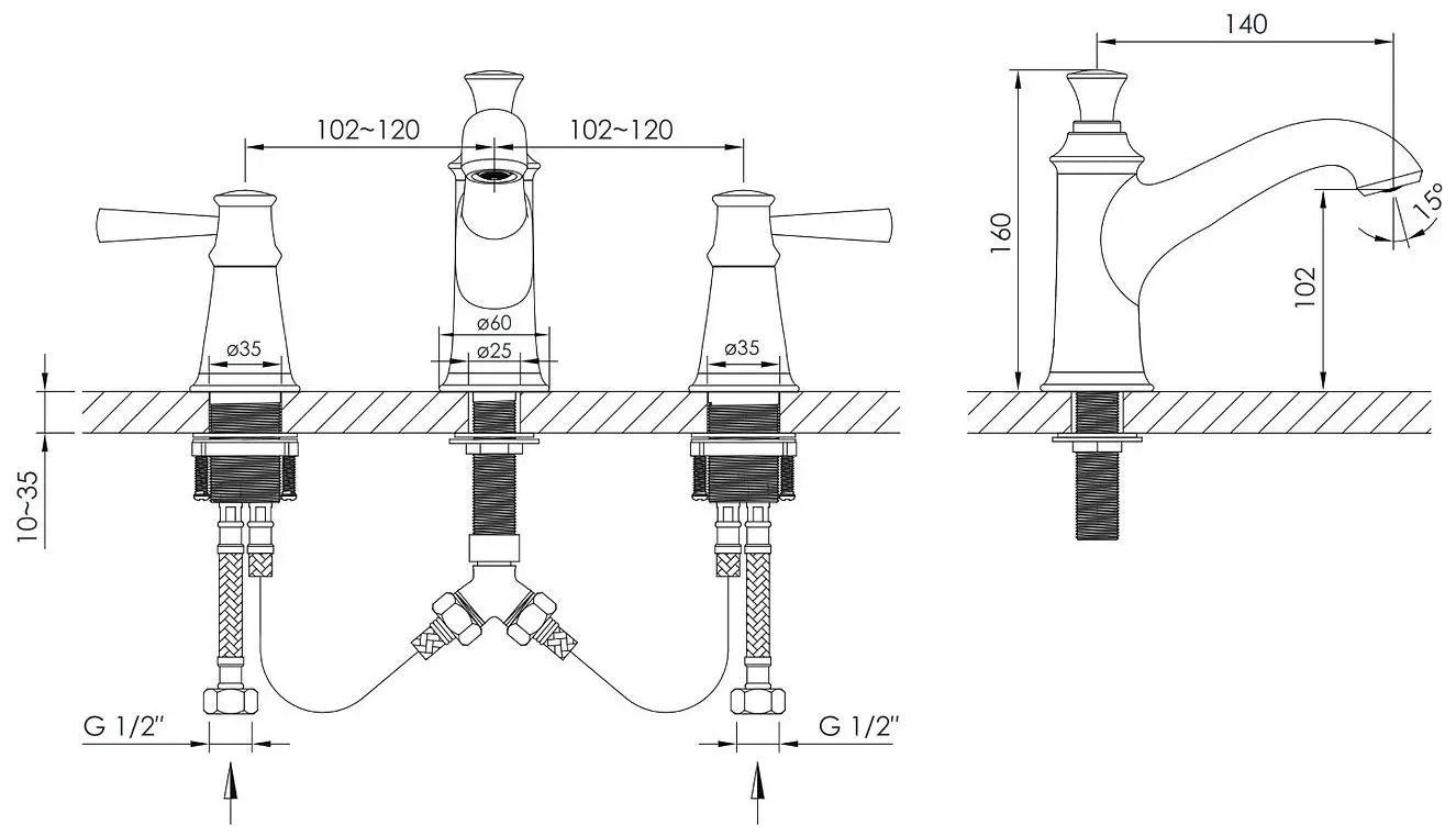 Baterie pentru lavoar Imprese Podzima Zrala ZMK02170802 (Black) - 3