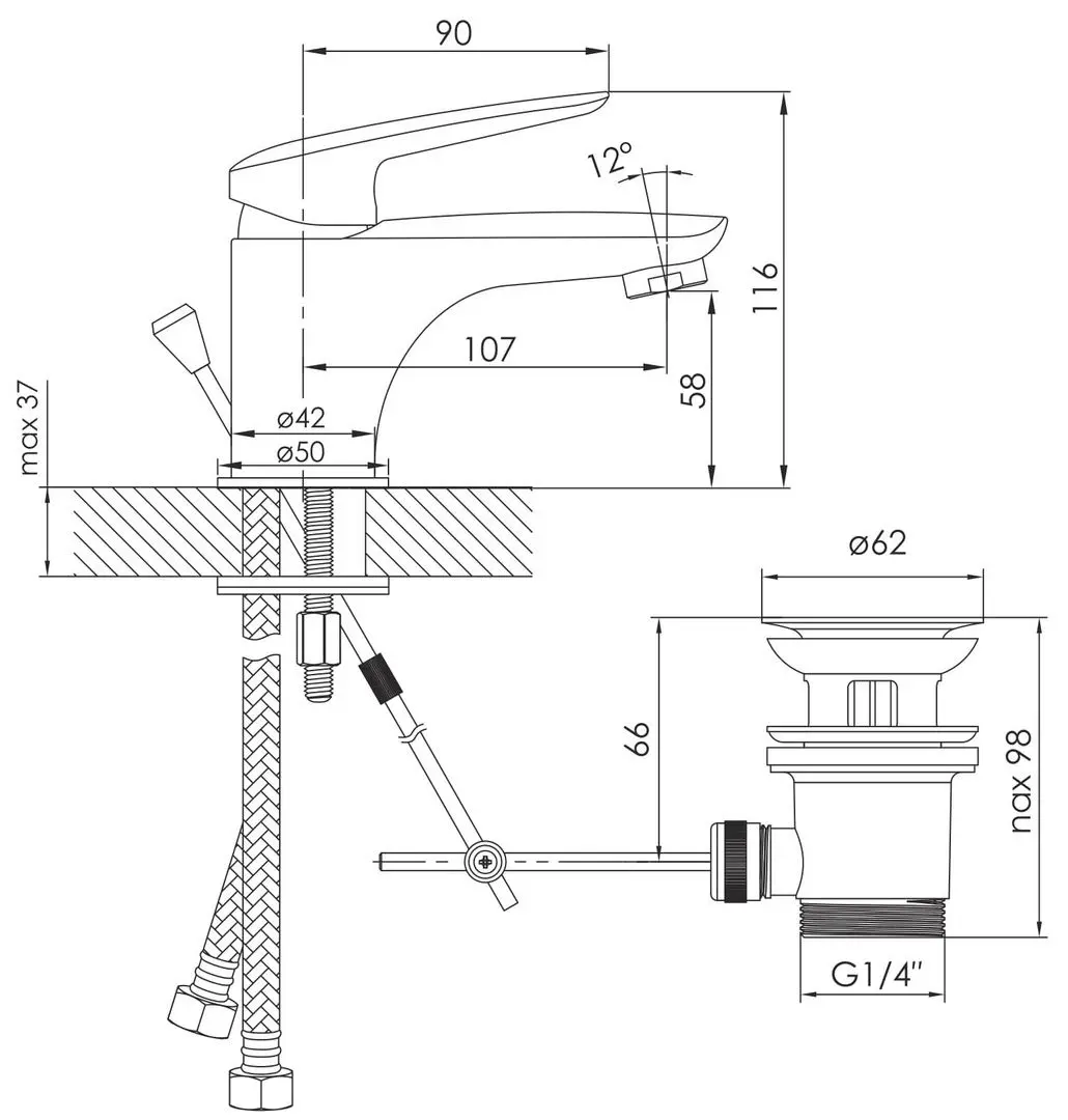 Baterie pentru lavoar Imprese Praha New 05030PP (Chrome) - 3