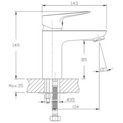 Baterie pentru lavoar Imprese Teplice 5025 (Chrome) Thumb
