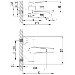 Baterie pentru cada si dus Imprese Barka 10265 (Chrome) Thumb
