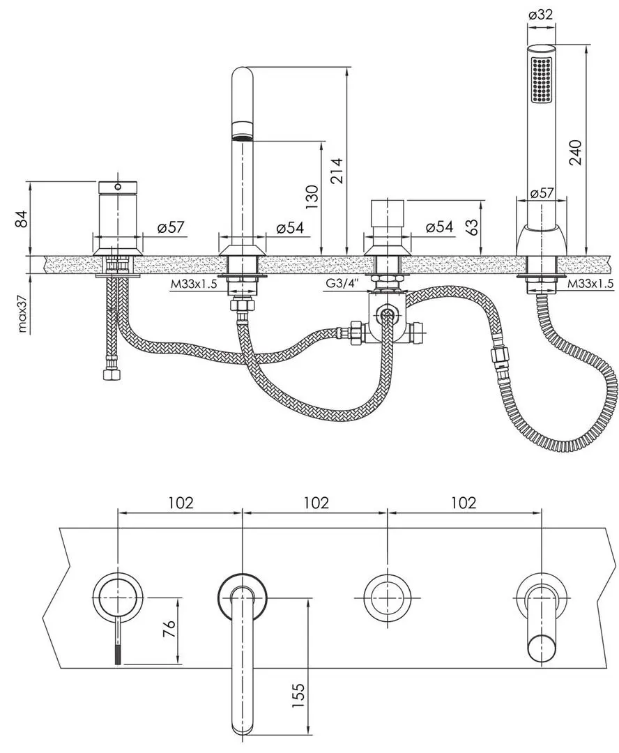 Baterie pentru cada si dus Imprese Brenta ZMK071901050 (Chrome) - 4
