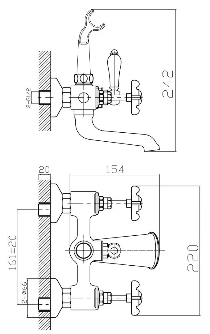 Baterie pentru cada si dus Imprese Cuthna 10280 (Chrome) - 3