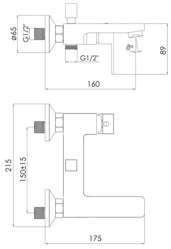 Baterie pentru cada si dus Imprese Karlov f03207610AA (Black) - 4
