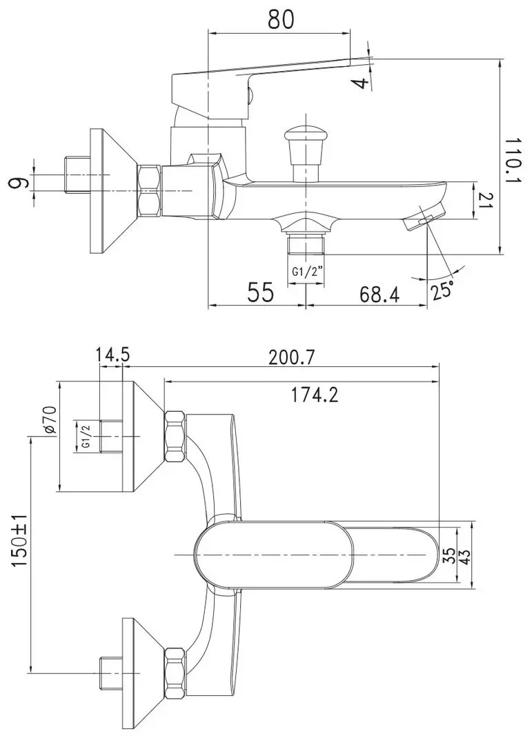 Baterie pentru cada si dus Imprese Laska 10040 (Chrome) - 3