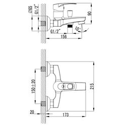 Baterie pentru cada si dus Imprese Lidice 10095 (Chrome) Thumb