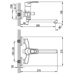Baterie pentru cada si dus Imprese Lidice 35095 (Chrome) Thumb