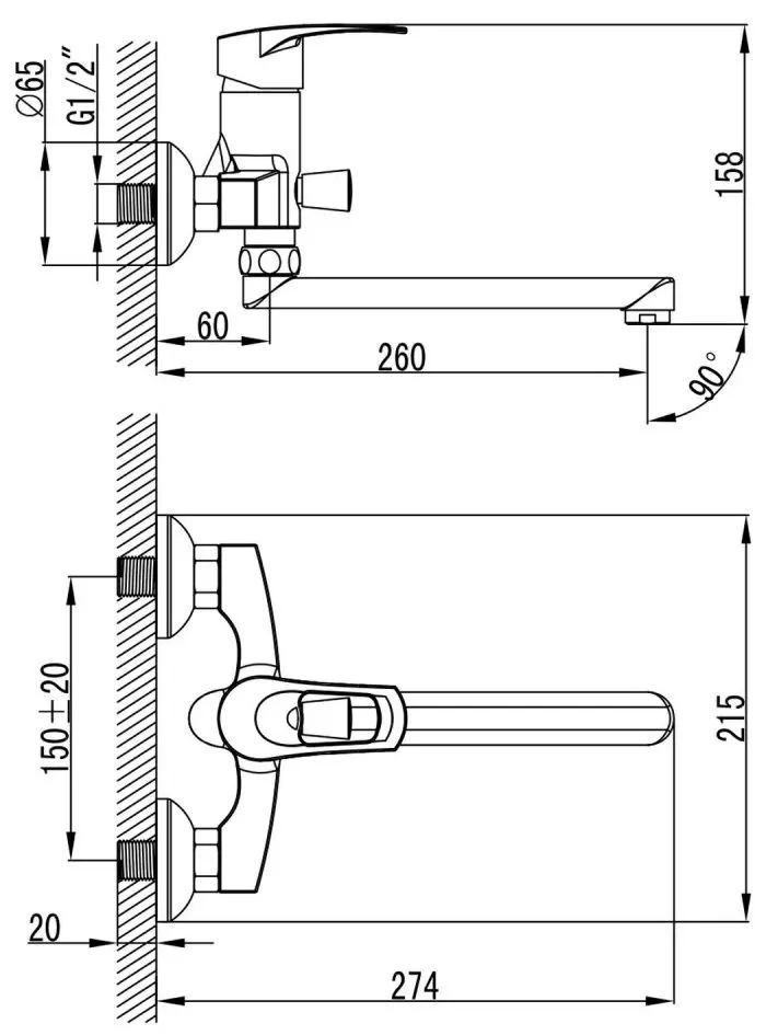 Baterie pentru cada si dus Imprese Lidice 35095 (Chrome) - 3