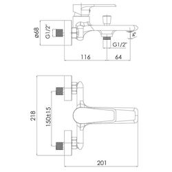 Baterie pentru cada si dus Imprese Aria f03207501AA (Chrome) Thumb