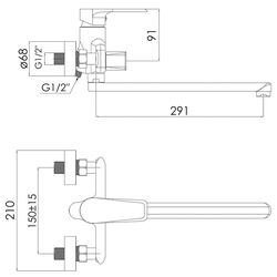 Baterie pentru cada si dus Imprese Aria f03207510AB (Black) Thumb
