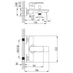 Baterie pentru cada si dus Imprese Bilina 10225BN (Nickel) Thumb
