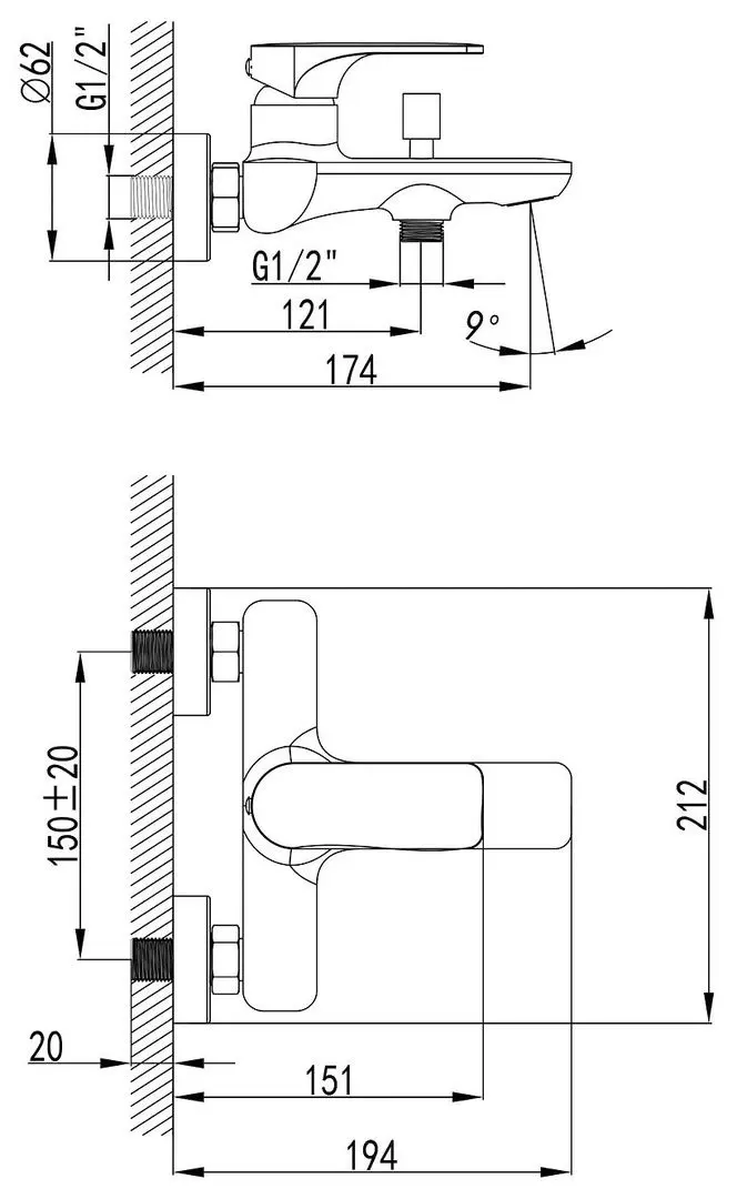 Baterie pentru cada si dus Imprese Bilina 10225BN (Nickel) - 3