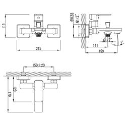 Baterie pentru cada si dus Imprese Bilovec 10256 (Black) Thumb