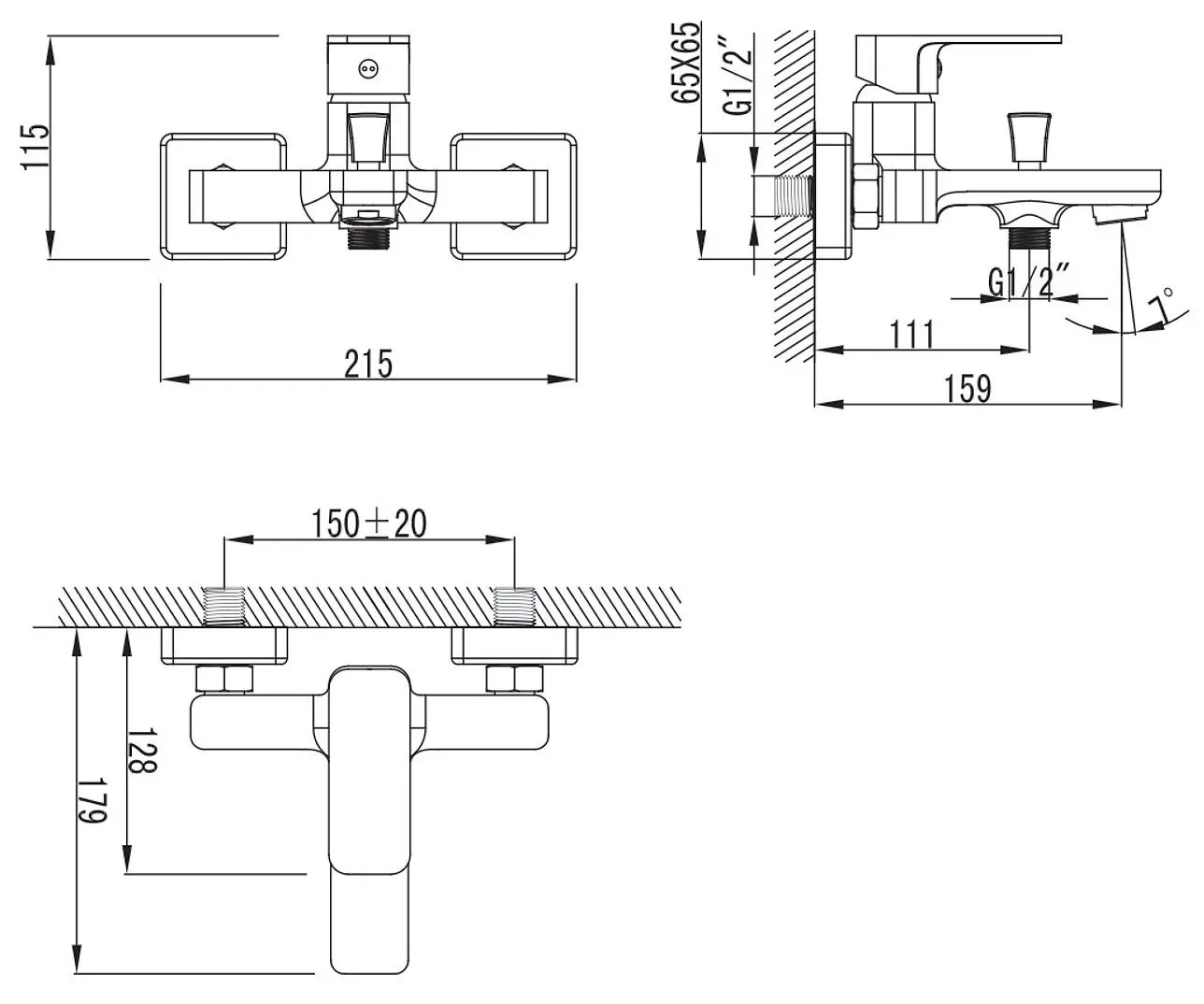 Baterie pentru cada si dus Imprese Bilovec 10256 (Black)