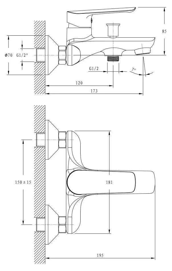Baterie pentru cada si dus Imprese Blanice 10330 (Chrome) - 3