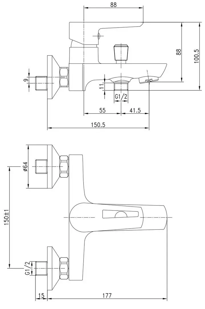 Baterie pentru cada si dus Imprese Breclav 10245W (Chrome/White) - 3