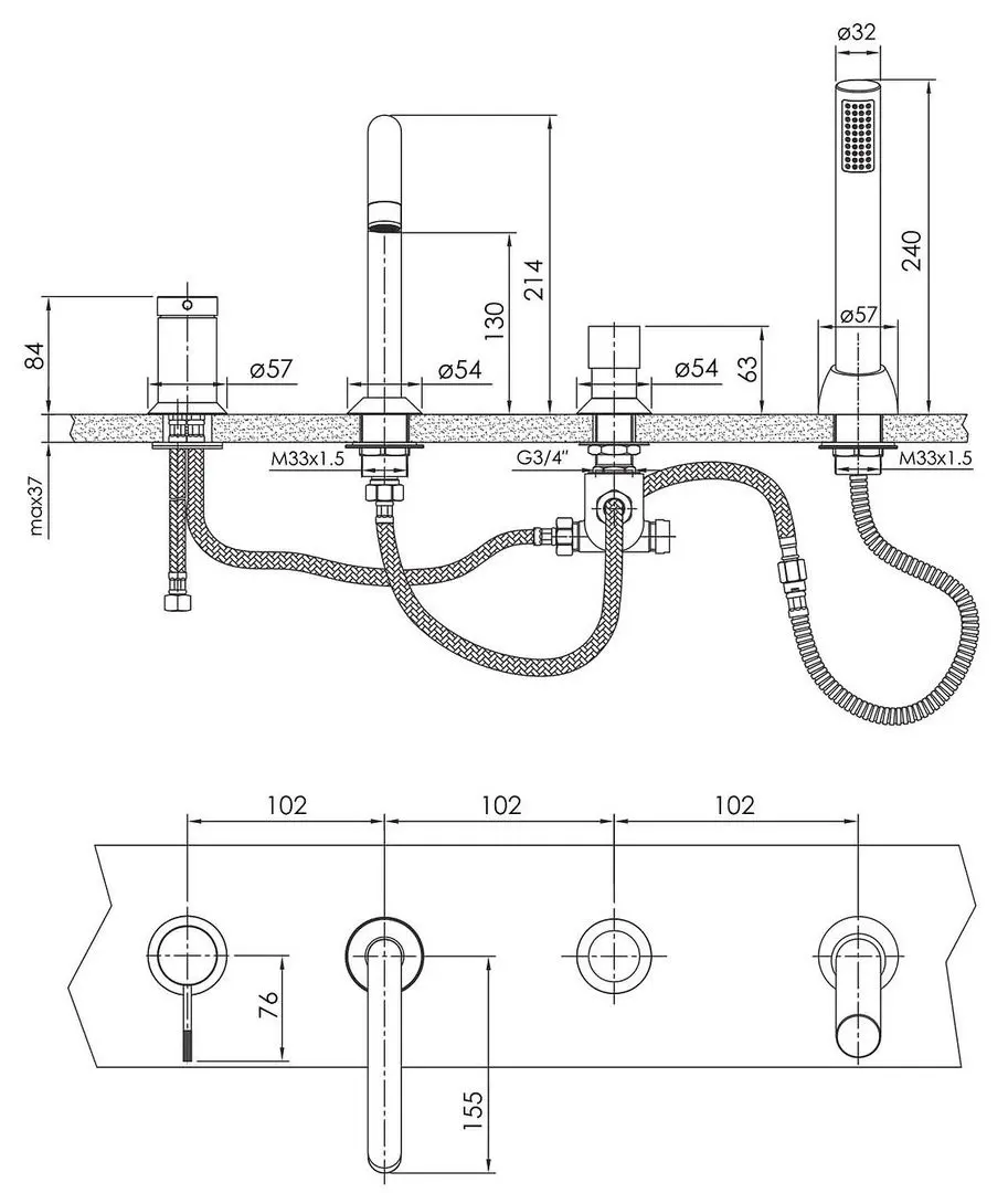 Baterie pentru cada si dus Imprese Brenta ZMK081906050 (Nickel) - 3