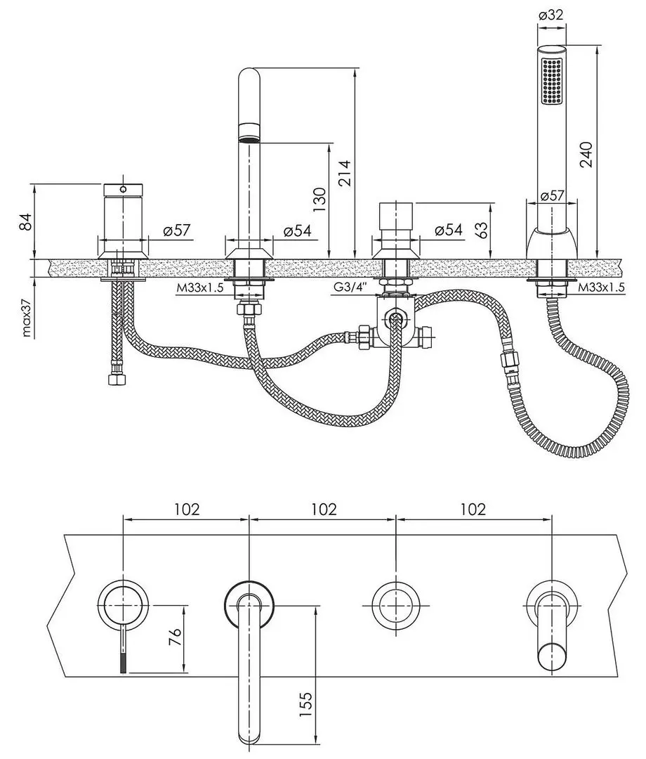 Baterie pentru cada si dus Imprese Brenta ZMK091908050 (Graphite Chrome) - 2