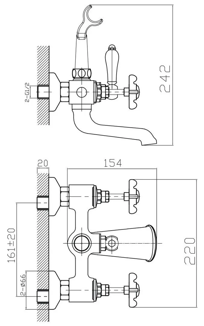 Смеситель для ванны и душа Imprese Cuthna Zlato 10280 (Gold)