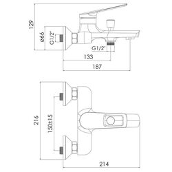 Baterie pentru cada si dus Imprese Elio f03207701AA (Chrome) Thumb