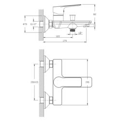 Baterie pentru cada si dus Imprese Loreta 10350 (Chrome) Thumb