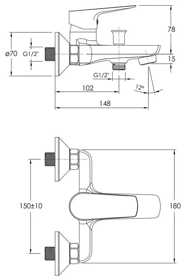 Baterie pentru cada si dus Imprese Modus F03208201SR (Chrome)