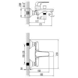Baterie pentru cada si dus Imprese Nova Opava 10075 (Chrome) Thumb
