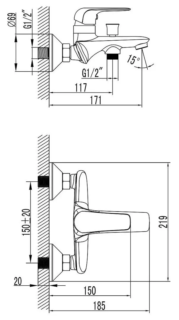 Baterie pentru cada si dus Imprese Nova Opava 10075 (Chrome) - 3