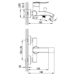 Baterie pentru cada si dus Imprese Nova Vlna 10135 (Chrome) Thumb