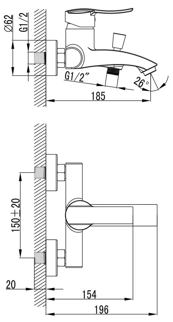 Baterie pentru cada si dus Imprese Nova Vlna 10135 (Chrome) - 3