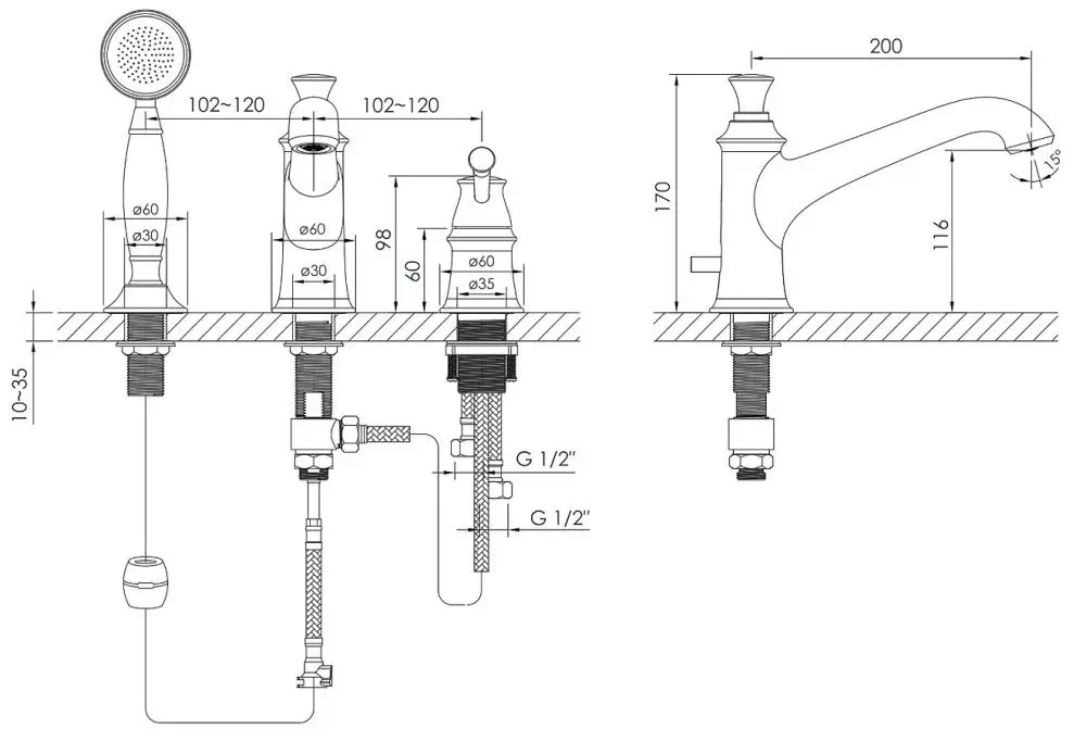Baterie pentru cada si dus Imprese Podzima Ledove ZMK01170105 (Chrome) - 4