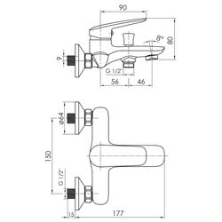 Baterie pentru cada si dus Imprese Praha New 10030 (Chrome) Thumb