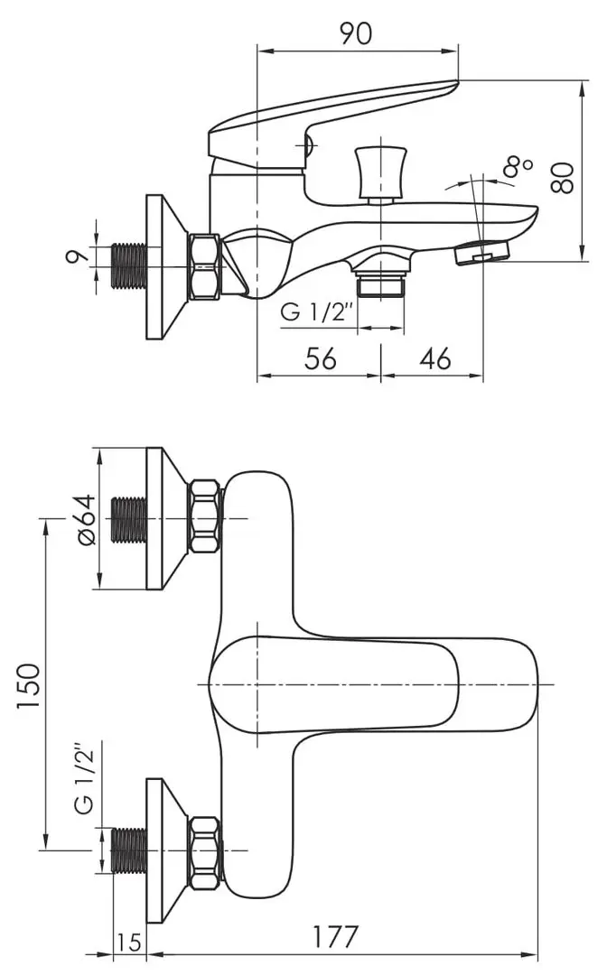 Baterie pentru cada si dus Imprese Praha New 10030 (Chrome)