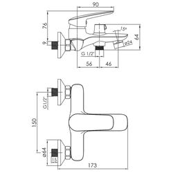 Baterie pentru cada si dus Imprese Praha New 11030 (Chrome) Thumb