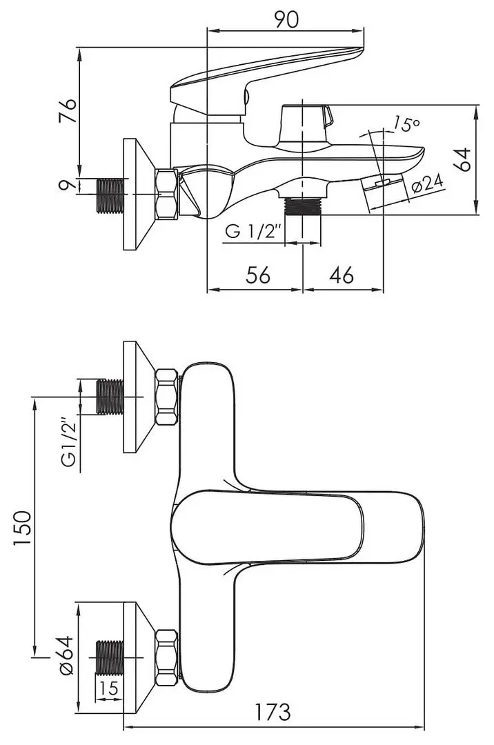 Baterie pentru cada si dus Imprese Praha New 11030 (Chrome) - 3