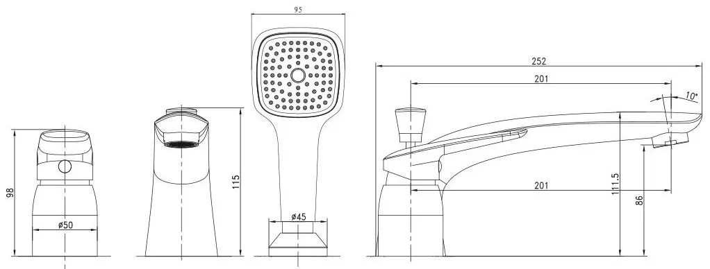 Baterie pentru cada si dus Imprese Praha New 85030 (Chrome) - 3